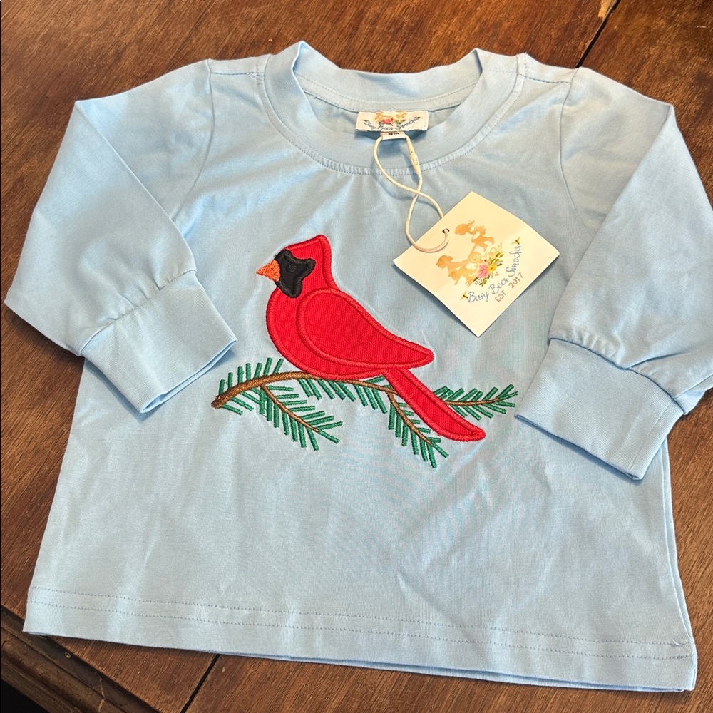 NWT BUSY BEES SMOCKS Red Bird Long Sleeve Shirt